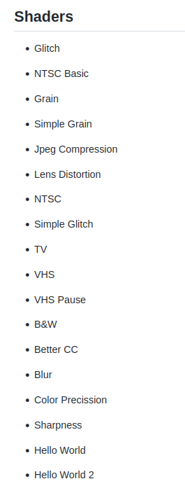 Paquete de shaders GodotRetro:  Efectos en el paquete